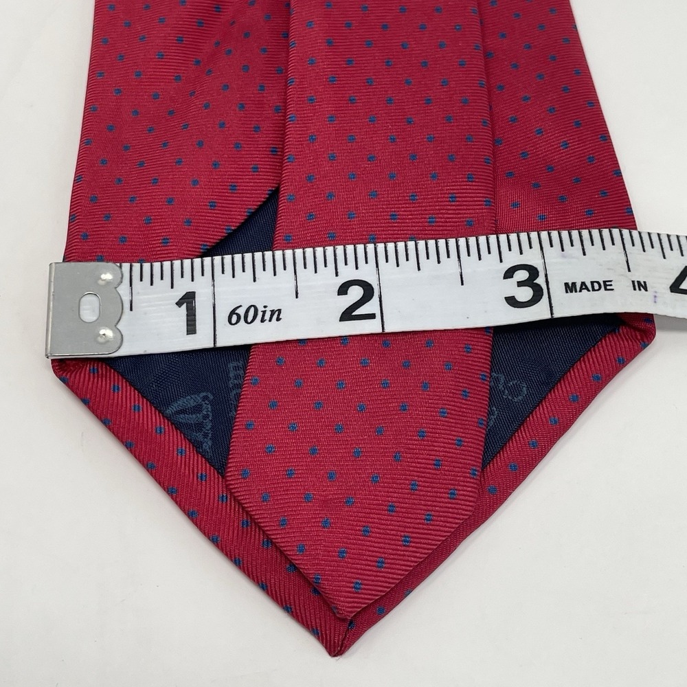 The Custom Shop Tie Handmade Silk USA Red Blue VTG 3 5/8x56" Polka Dots Classic - Picture 5 of 6